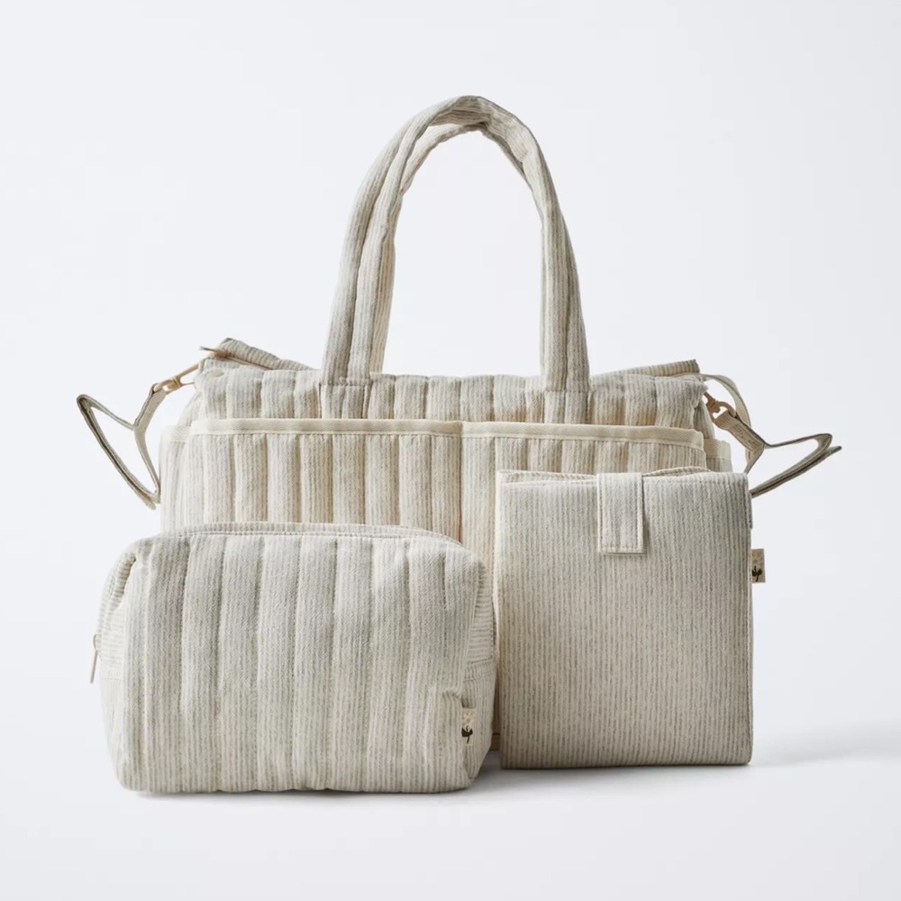 Zara Cream Quilted Baby Bag Set